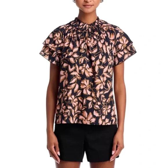 Rails NWT Kamila Jasmine Black Floral Keyhole Blouse XS Lyocell - Picture 11 of 11